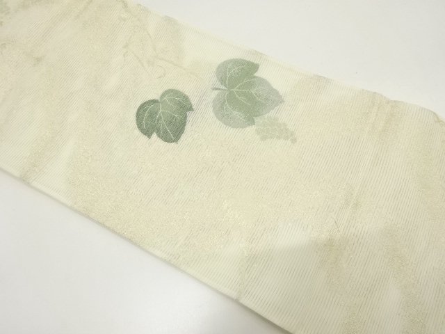 JAPANESE FUKURO OBI FOR SUMMER / WOVEN GRAPE ARABESQUE